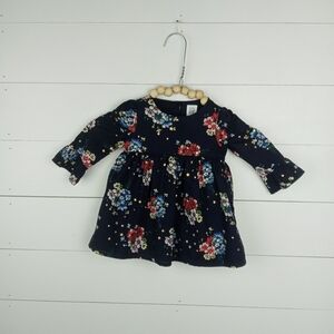 Baby Gap girls size 3-6 mos navy with floral and gold star design dress bell